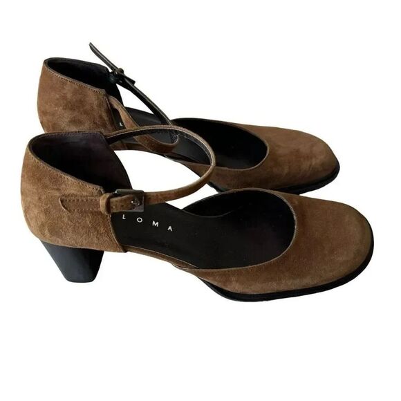 Paloma Round Square Suede Toe Chunky Heels Mary Jane Shoes feature leather 7.5 - Picture 3 of 14